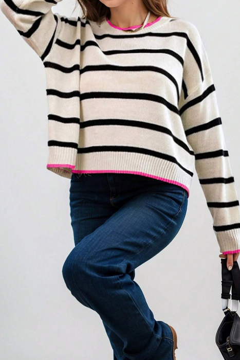 Pop Stripe Contrast Sweater