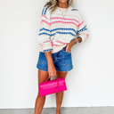  Sunset Coast Striped Knit Sweater