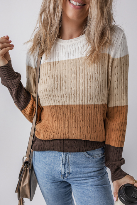 Autumn Horizon Cable Knit Sweater