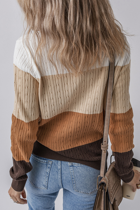 Autumn Horizon Cable Knit Sweater