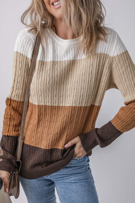 Autumn Horizon Cable Knit Sweater