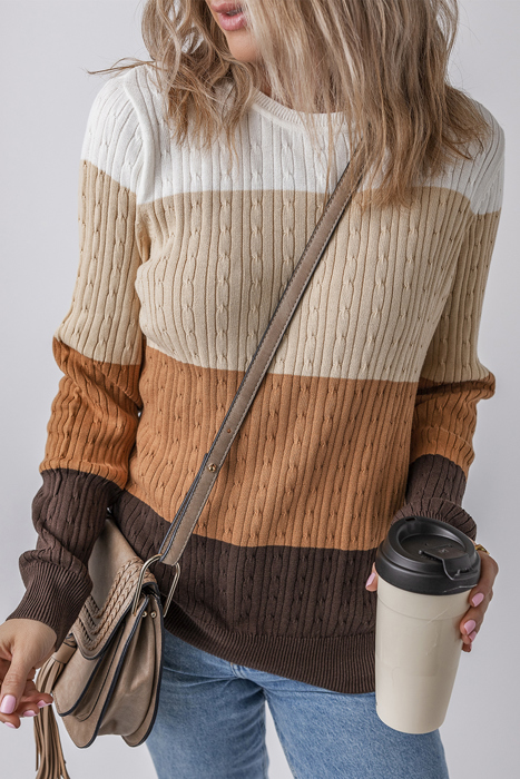 Autumn Horizon Cable Knit Sweater