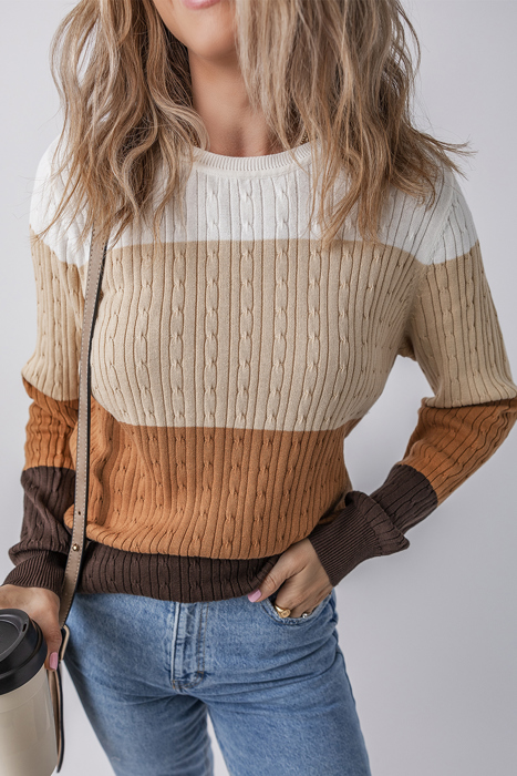 Autumn Horizon Cable Knit Sweater