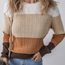  Autumn Horizon Cable Knit Sweater