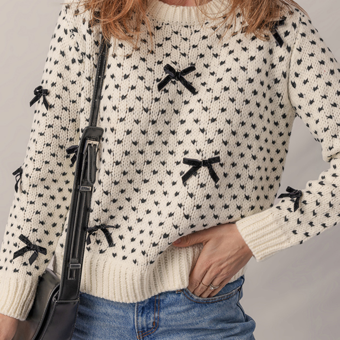 Sweet Bow Symphony Knit Sweater