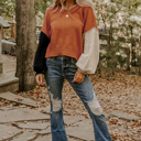  Autumn Ember Colorblock Sweater