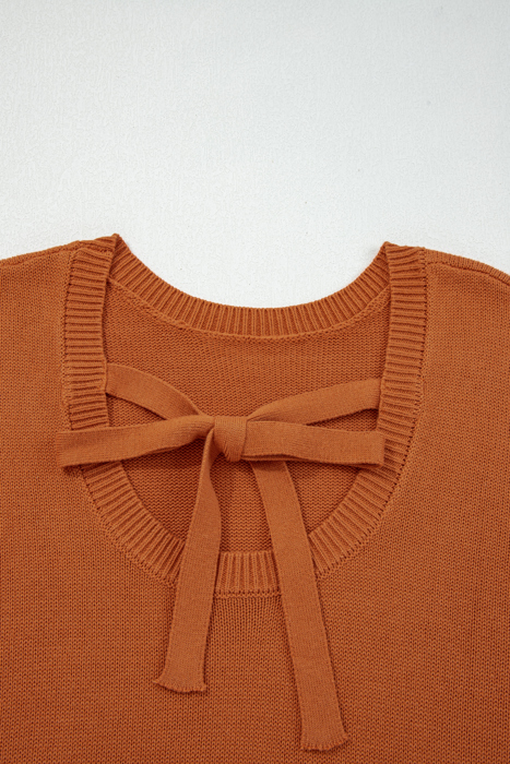 Autumn Ribbon-Back Knit Sweater