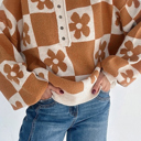 Retro Bloom Henley Sweater