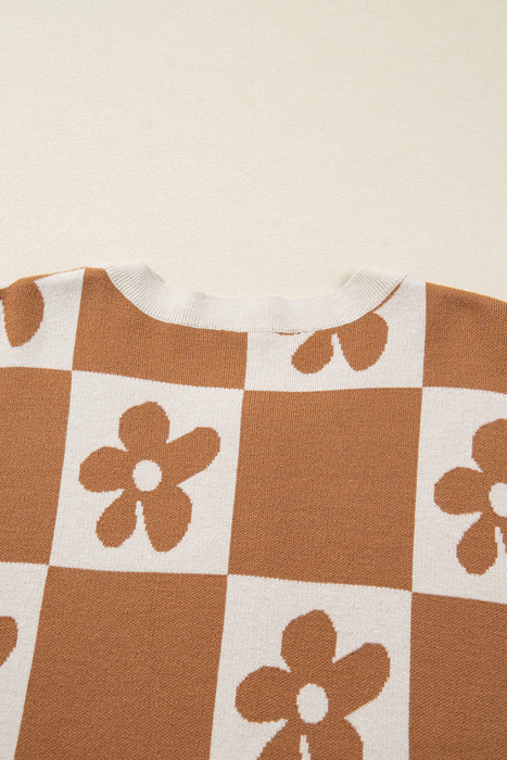 Retro Bloom Henley Sweater
