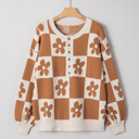  Retro Bloom Henley Sweater