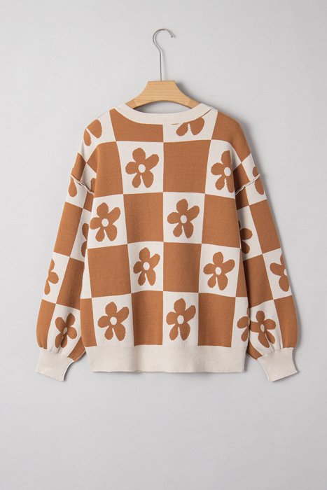 Retro Bloom Henley Sweater