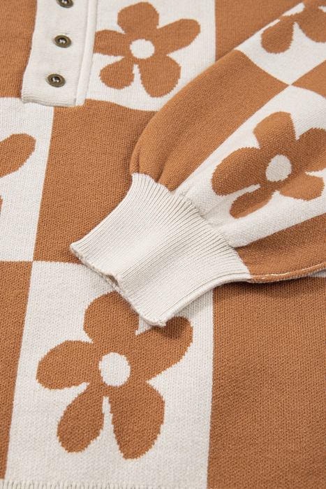 Retro Bloom Henley Sweater