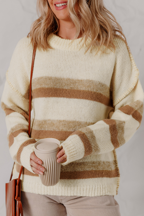 Caramel Drift Striped Sweater