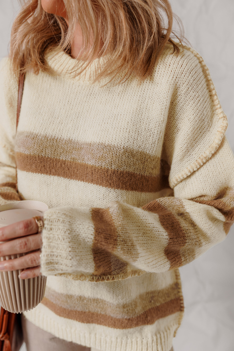 Caramel Drift Striped Sweater