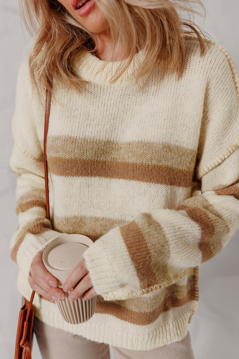 Caramel Drift Striped Sweater