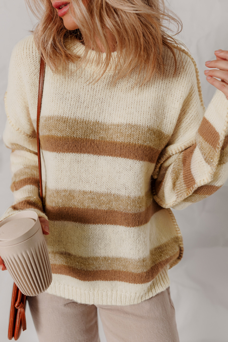 Caramel Drift Striped Sweater