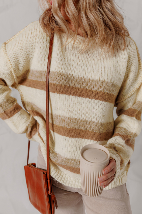 Caramel Drift Striped Sweater