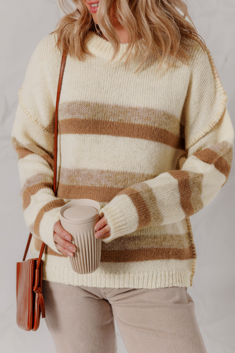 Caramel Drift Striped Sweater