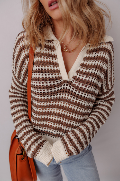 Cocoa Whirl Crochet Sweater