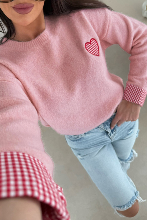 Sweet Little Gingham Knit Sweater