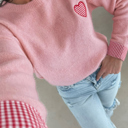  Sweet Little Gingham Knit Sweater