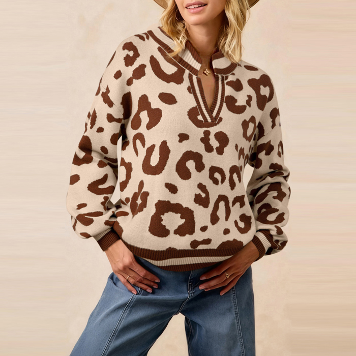 Wild Charm V-Neck Knit Sweater