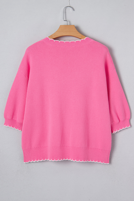 Magenta Scallop Bow Sweater