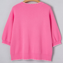  Magenta Scallop Bow Sweater