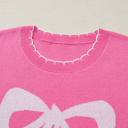 Magenta Scallop Bow Sweater