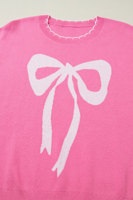 Magenta Scallop Bow Sweater
