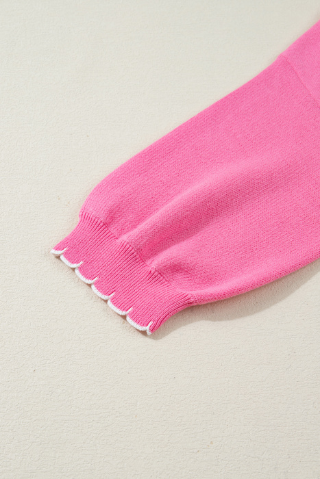 Magenta Scallop Bow Sweater