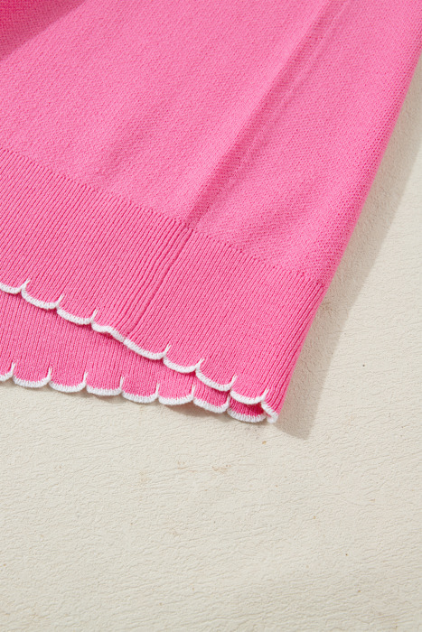 Magenta Scallop Bow Sweater