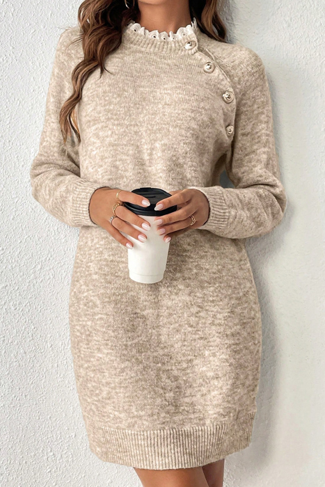 Winter Button Charm Sweater Dress