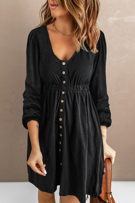 Midnight Charm Button Dress