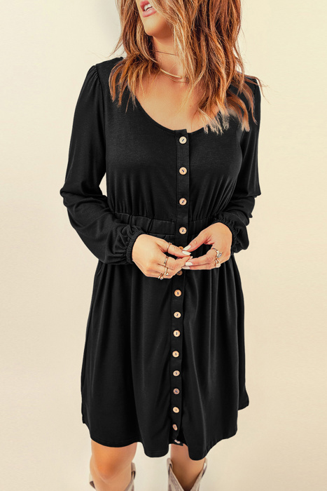 Midnight Charm Button Dress