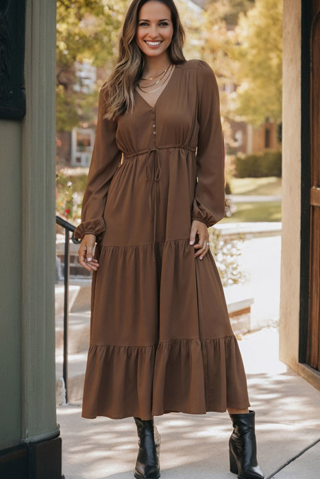 Chestnut Whispers Maxi Dress