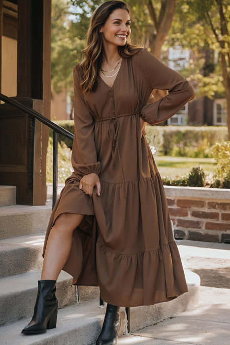 Chestnut Whispers Maxi Dress