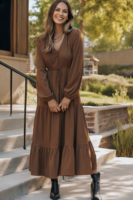 Chestnut Whispers Maxi Dress
