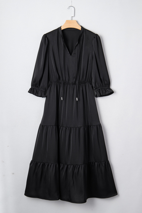 Midnight Tiered Ruffle Midi Dress