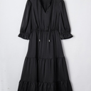  Midnight Tiered Ruffle Midi Dress