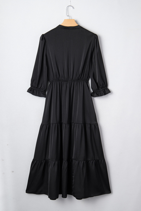 Midnight Tiered Ruffle Midi Dress