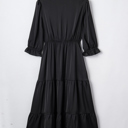  Midnight Tiered Ruffle Midi Dress