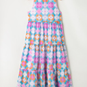  Rainbow Bloom Ruffle Tiered Midi Dress