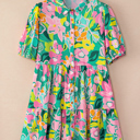  Tropical Bloom Button-Up Babydoll Dress