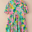  Tropical Bloom Button-Up Babydoll Dress