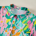  Tropical Bloom Button-Up Babydoll Dress