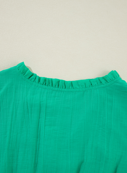 Emerald Whisper Ruffle Dress