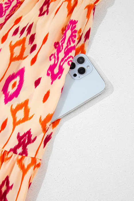 Coral Ikat Glow Maxi Dress
