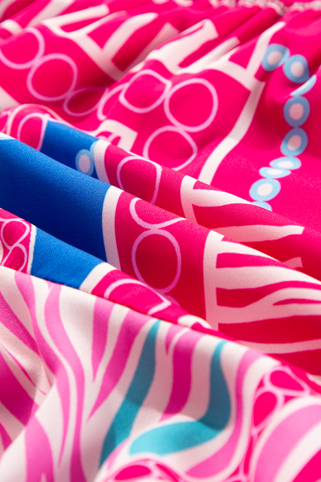 Neon Ikat Ruffle Mini Dress