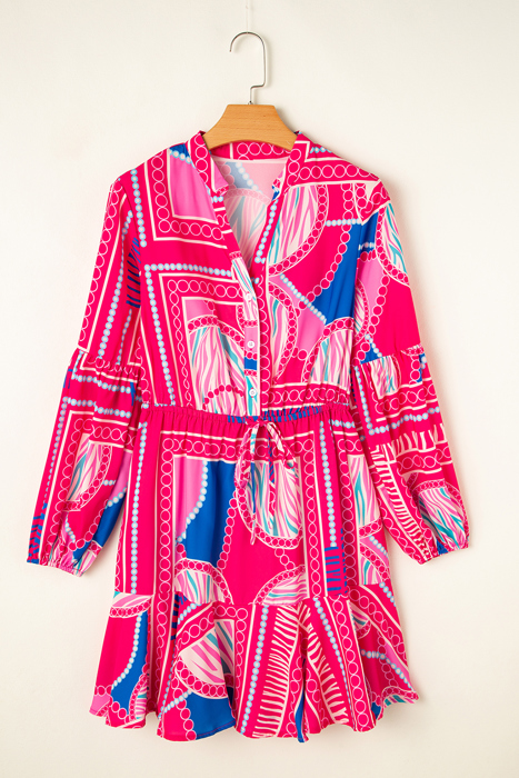 Neon Ikat Ruffle Mini Dress
